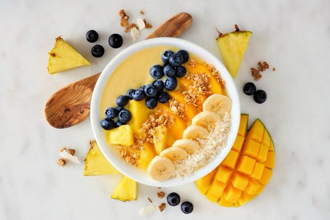 Healthy Nigerian Smoothie Bowl with Fruits Breakfast 